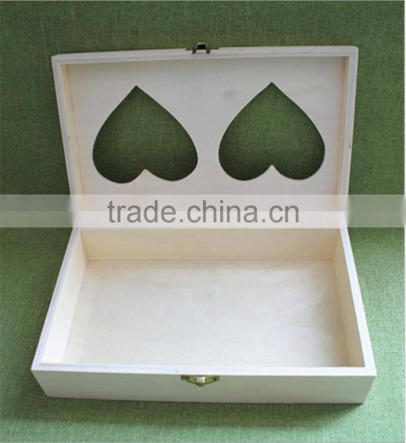 FSC carved decorative fancy wooden candy storage boxes with heart window for christmas gift