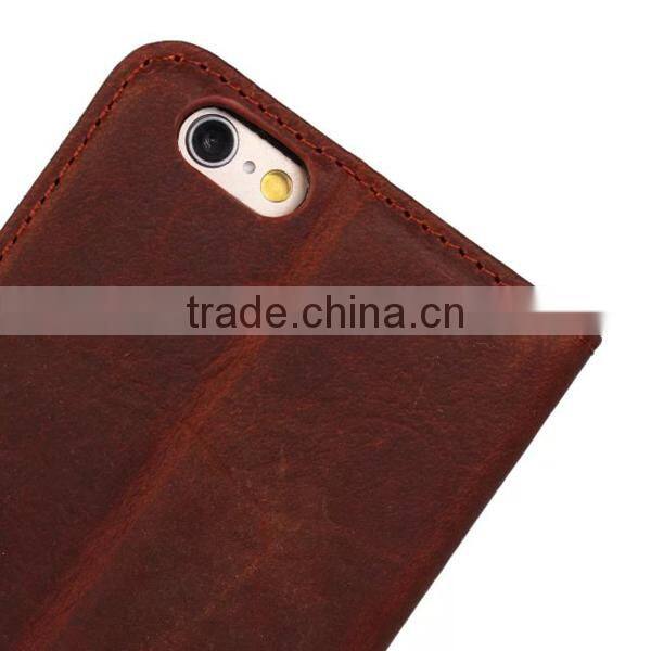 Luxury Retro Genuine Cow Leather Wallet Mobile Phone Case With Card Slot For iPhone 6 6Plus