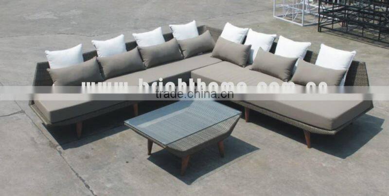 L Shaped Cheap Rattan 7 Seater Garden Sofa Set