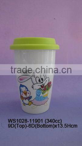Hot Promotion Gift Ceramic Wall Mug with Silicone Lid