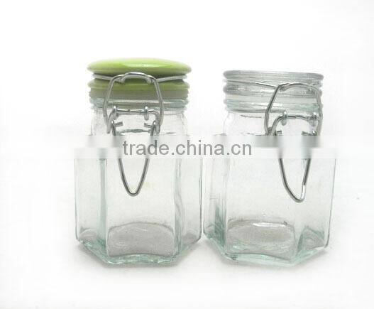 2016 zibo airtight clear cylinder pepper and salt jar with clamp lid for kitchen