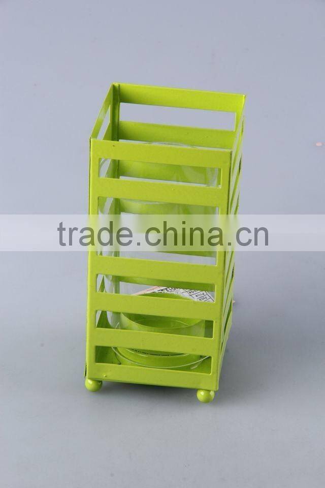 Home Decoration Candlestick/hollow out Design Iron+Glass Candle Holder