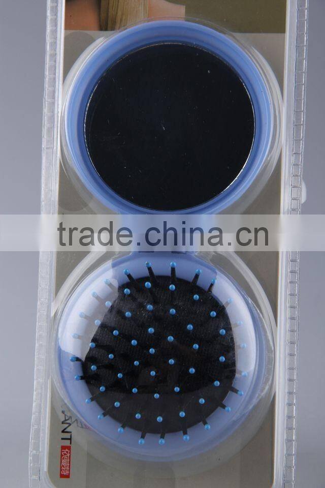 Round folding comb/Foldable hair brush with mirror