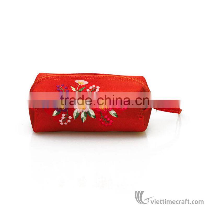 Hand embroidered wallet made from silk, various colors and sizes