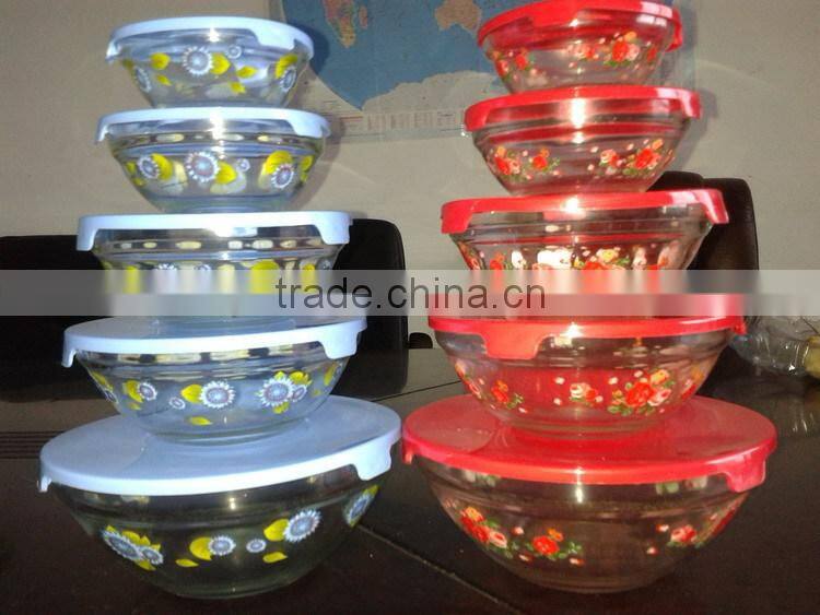 durable transparent glass food storage bowl