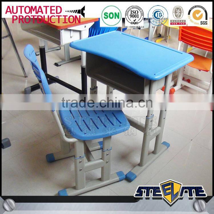 Adjustable plastic school furniture children desk and chair