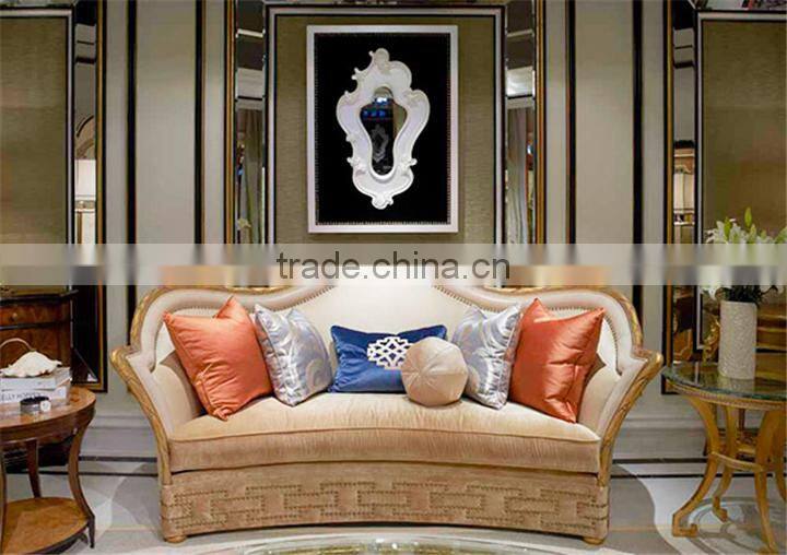 Highly Refined European Rococo Carving Golden Three Seater Sofa with Button Decorations BF12-05314a