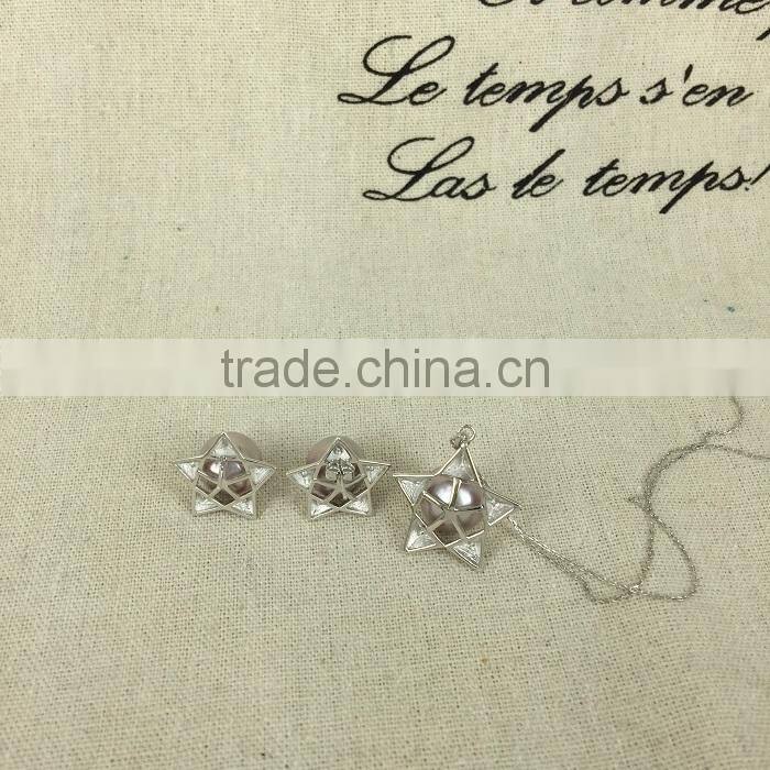 AAA 9-10 mm purple freshwater pearl necklace and earring sets