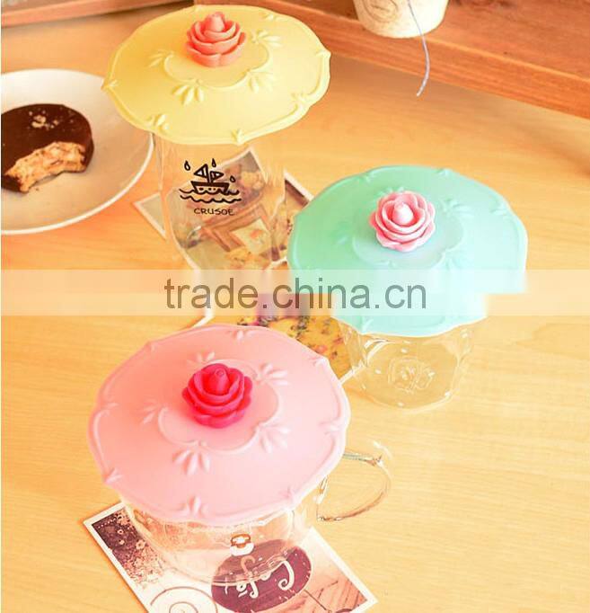Cute Rose Silicone Watertight Cup/Mug Lid Cover