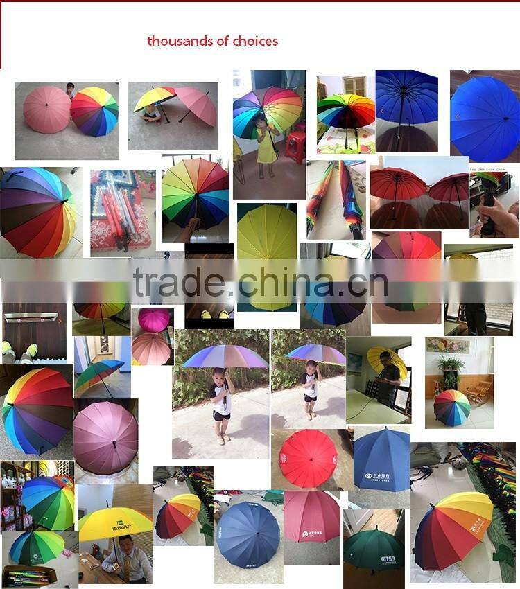 27" golf rainbow 24ribs umbrella in pongee fabric umbrella to south america