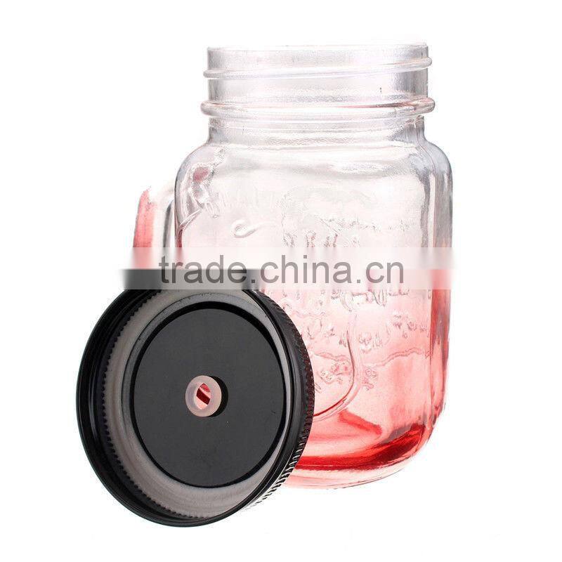 Drinking Glasd Mason Jar With Handle Lid Straw Party Mug Glass Cup