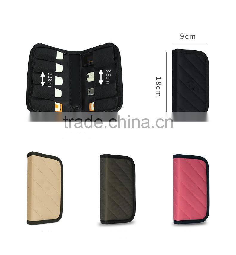 6 pockets polyester zipper USB organizer case