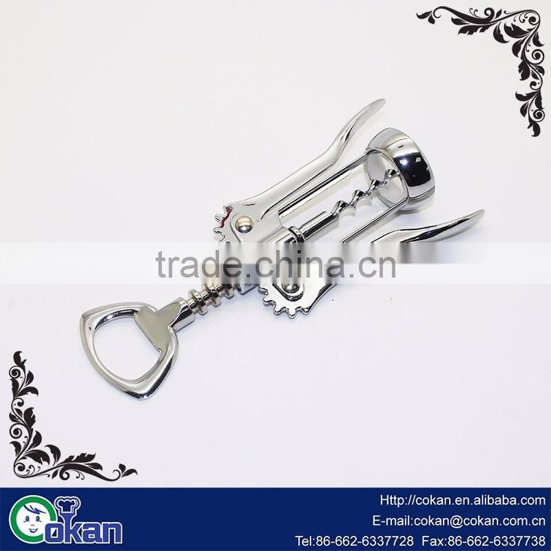 Metal champagne corkscrew bottle opener for wine