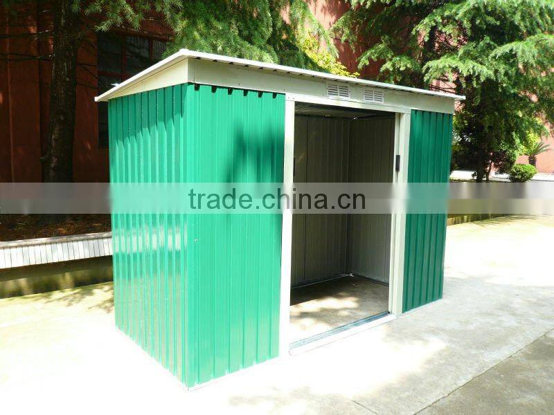 8x4ft cream metal sheds with lockable sliding double door