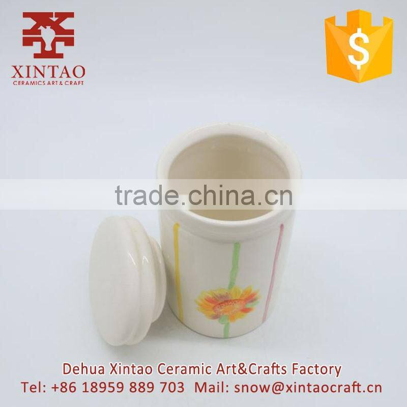 Set of 2 Colored Sunburst Design Ceramic Flower Planter Pots / Decorative Plant Container