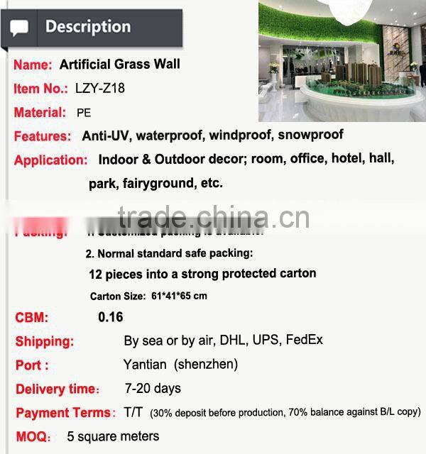 High quality plastic green wall tiles artificial green wall