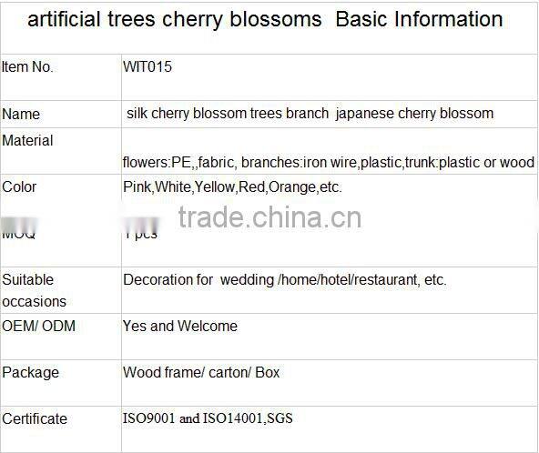 Wholesale hotel wedding decor silk artificial indoor japanese cherry blossom trees branch