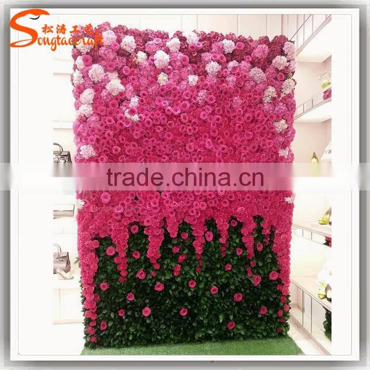 2017 factory price artificial flower for wall decoration silk flower wall for wedding supplies