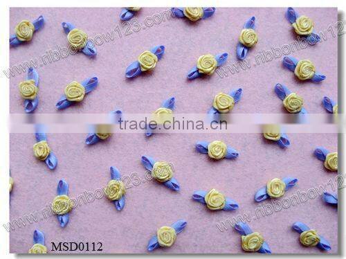 Satin ribbon small artificial flowers with leaf