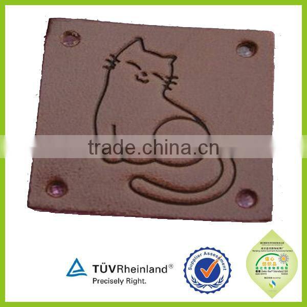 Genuine/PU embossed leather label stamp for jeans