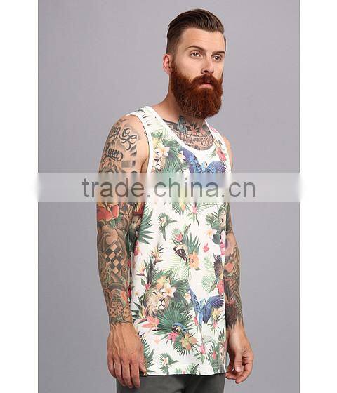 Fashion Cotton Custom Floral Sublimation Tank Top