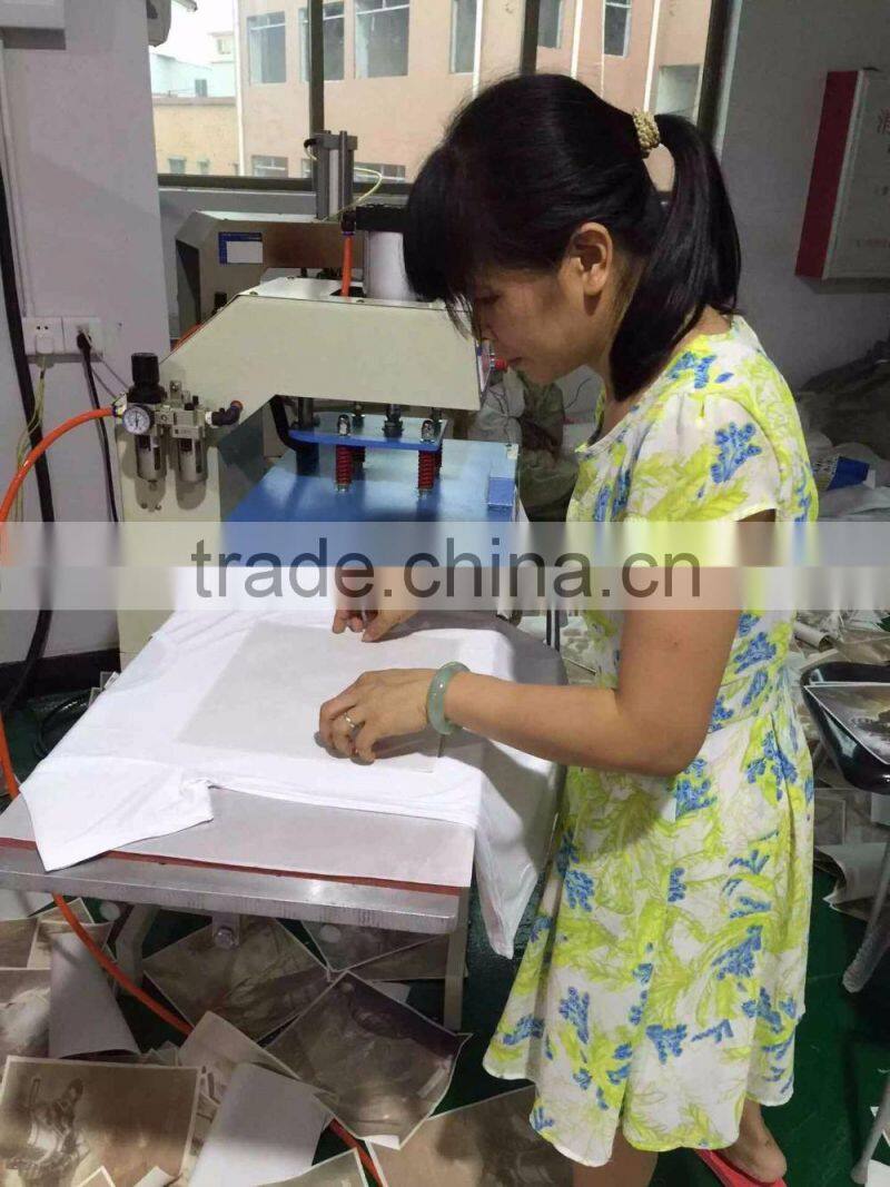 Pneumatic semi-auto double station heat press printing pyrograph machine
