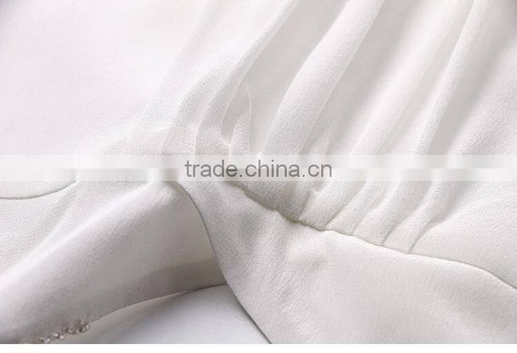 SZXX Tops Fashion Womens Lady White Wide Collar Casual Blouse