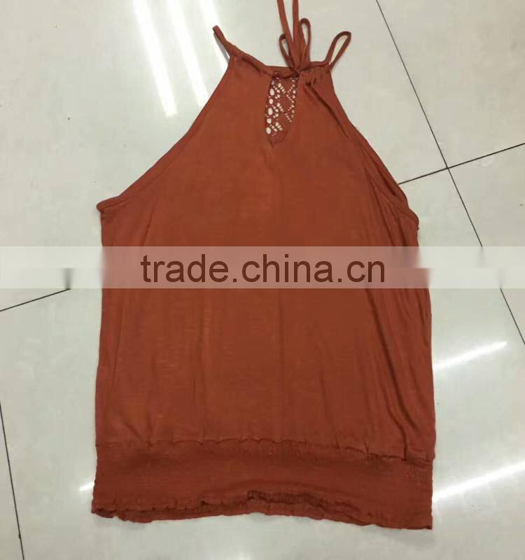 Women lace orange tank top stock clothing