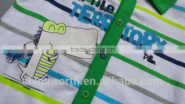 Newest Fashion Strip Coverall Polo Neck Baby Romper for Boys