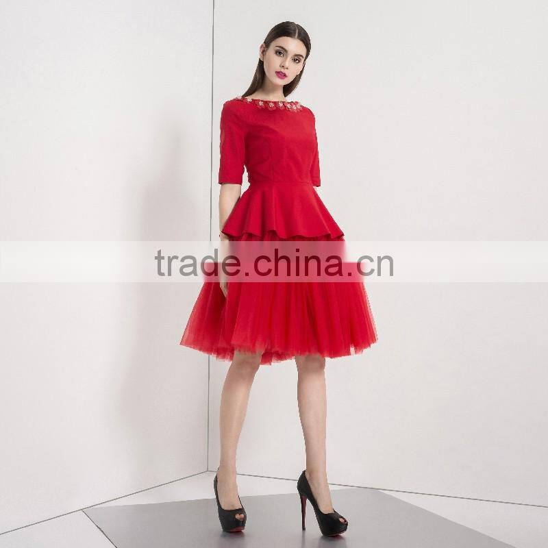 Maxnegio Customized New Design Red Short Tutu Evening Dress Pattern For Wedding wholesale evening dress 2016