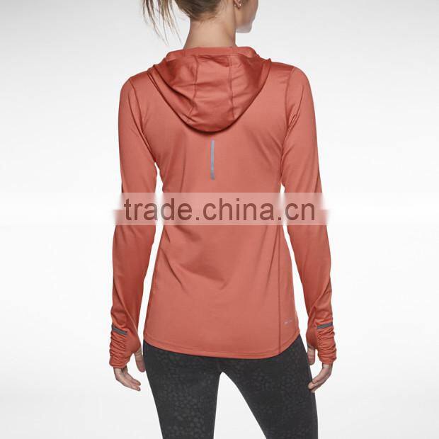 2014 sweat-wicking V-neck womens running hoodie