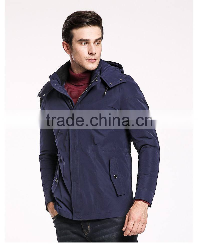 Mens Detachable Hood Padding Leisure Travel Jacket