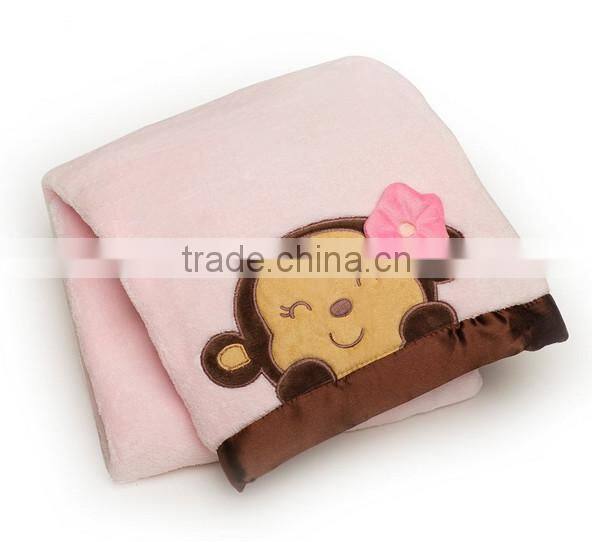Trade assurance applique velour throw custom baby swaddle knitted soft cotton blanket
