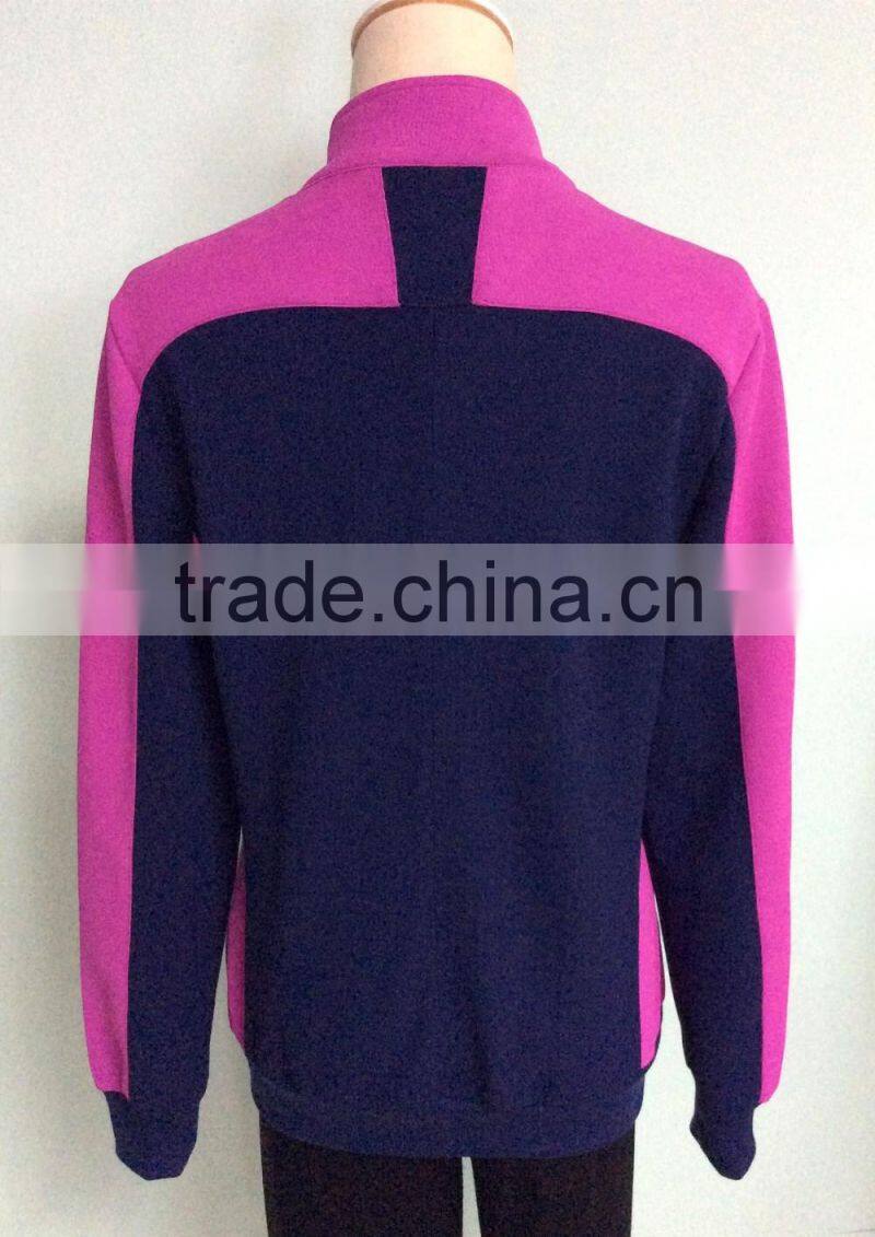 Fashion custom fantastic matching color women contracted long sleeve sportswears made in china