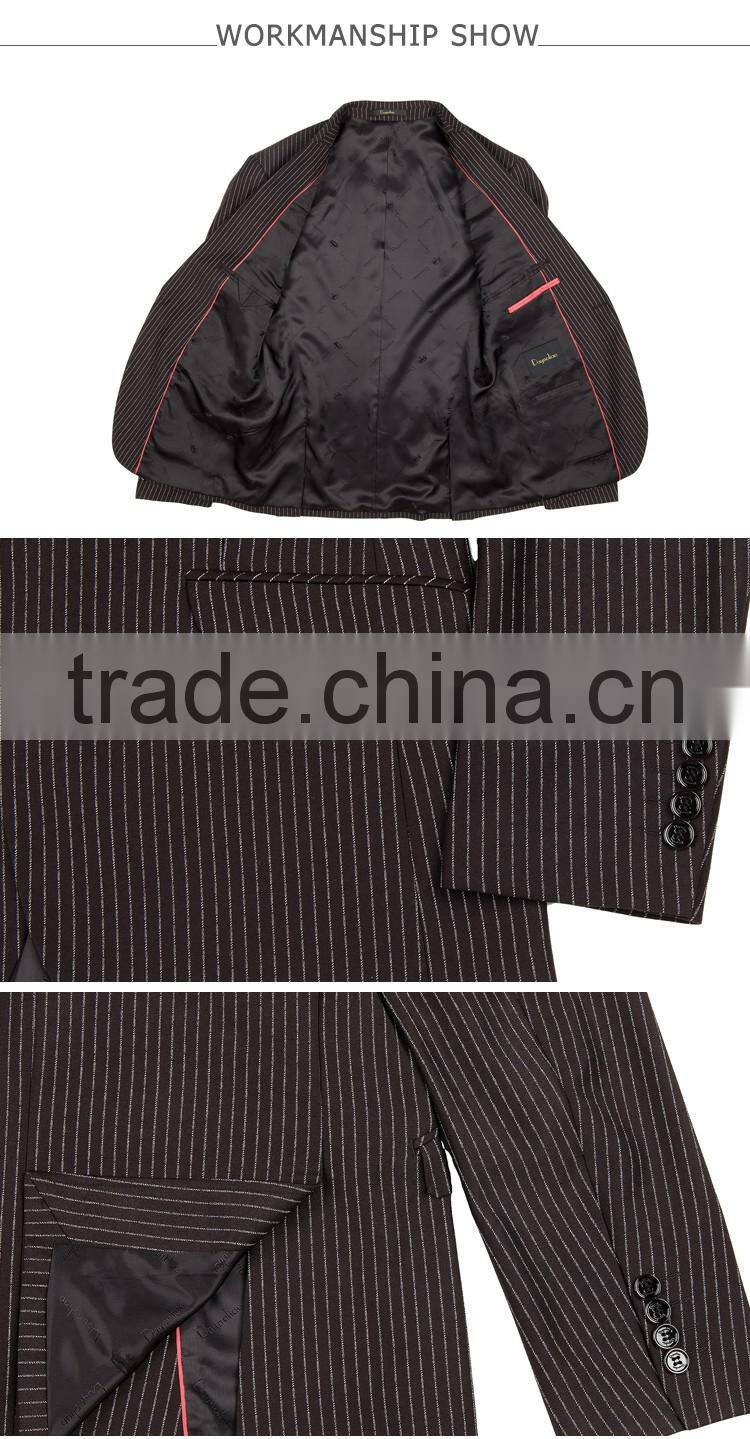 Daynoliao 2016 latest men dress business suits blue vertical stripe 3 pieces design men suits for wedding