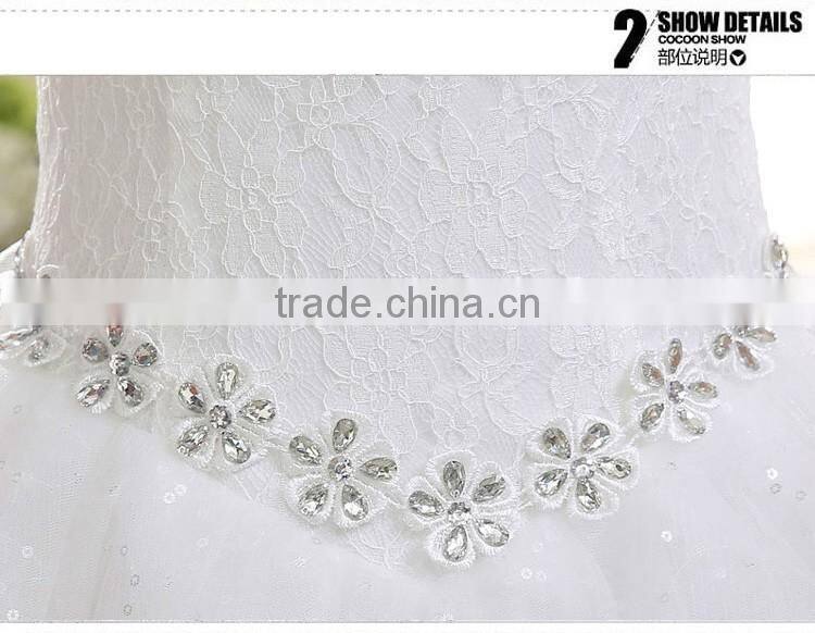 V neck cap sleeve long trail ball gown 2017 wedding dresses