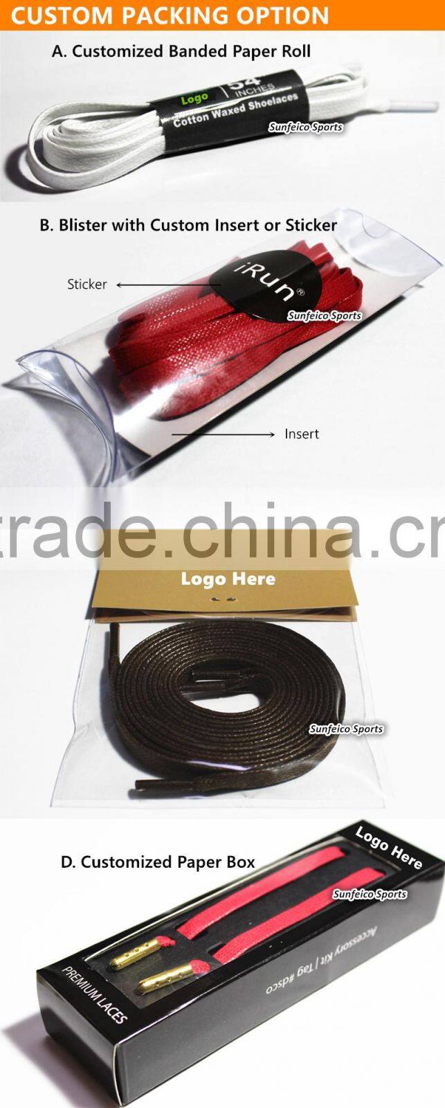 Recycle Waxed Flat Cotton Leather Accessories for All Court-Cross Shoes - All Size - 7-10mm width - Accept Custom - Brown