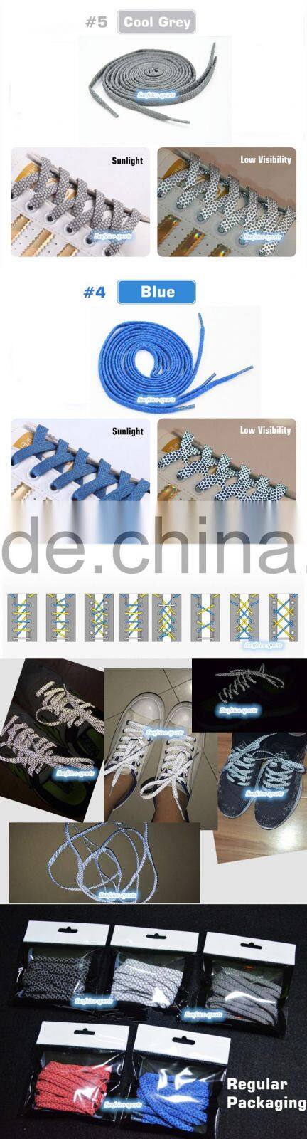 Factory Reflective Flat Shoelace as Train Track Reflective Shoelace - New Arriving Flat Reflective Shoelace - 5 Colors Available