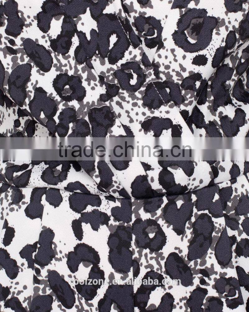 Regular fit crossover neck pleated waist playsuit wholesale print women playsuit