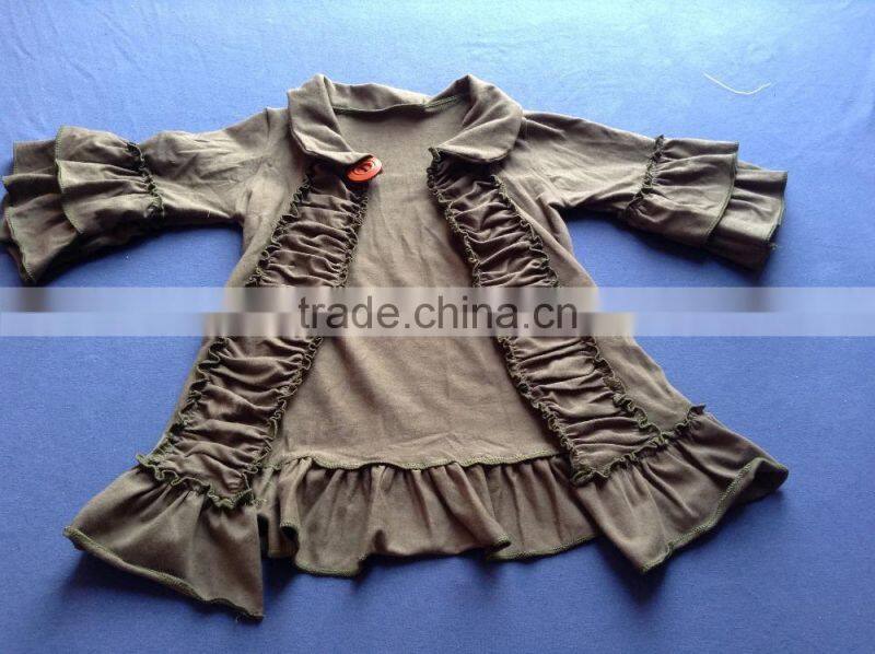 New Design For Cardigan 3/4 Ruffle Sleeve Cotton Cardigan For Baby Girls QL-52