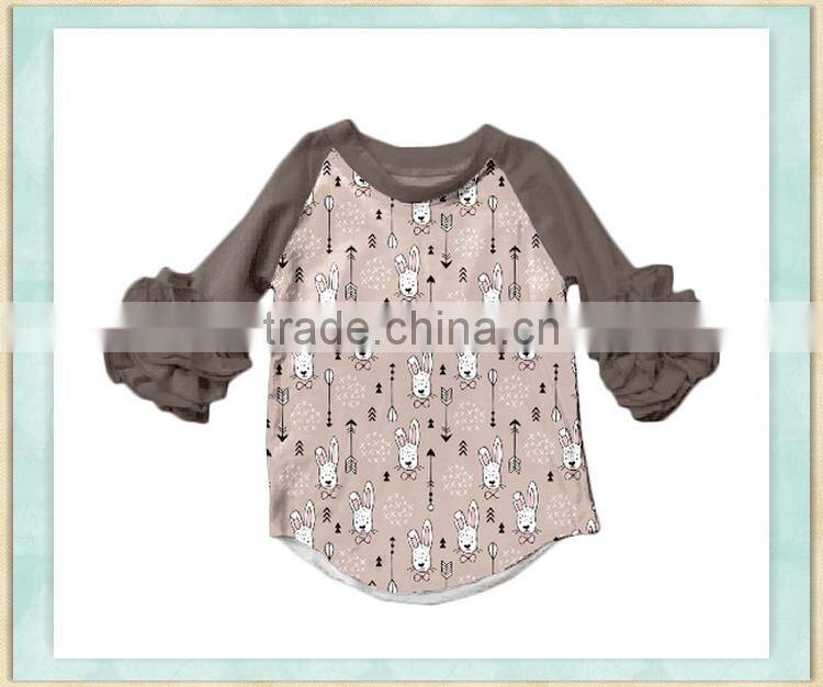 2017 infant clothes from china top applique red heart embroidery ruflle sleeve children fall clothing