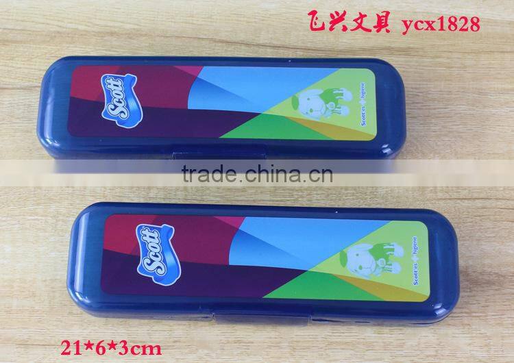 Curtom logo print transparent colorful plastic pencil case pen boxes