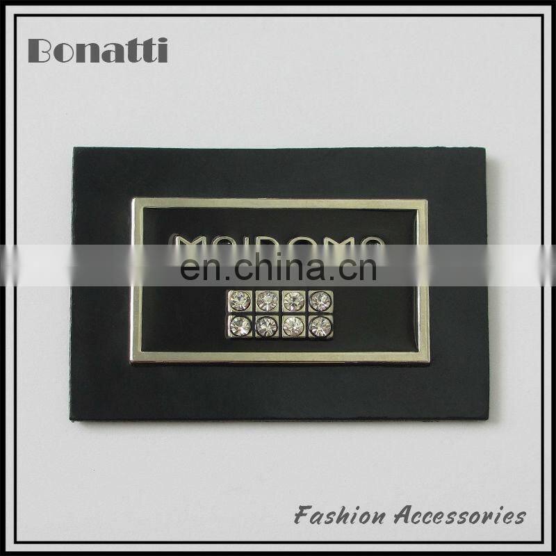 2013 hot clothing metal label with leather base