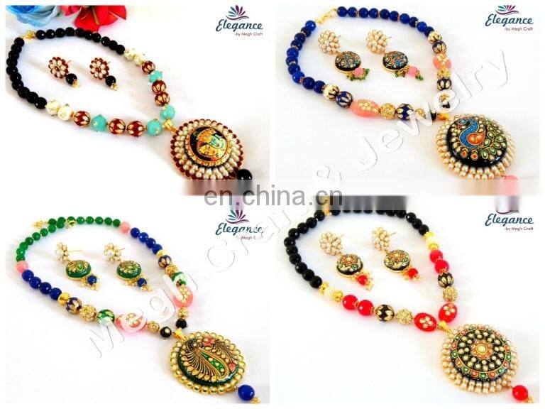 Kundan Pendant set-Indian bollywood Fashion Jewelry-wholesale Imitation Jewelry-party wear Jewellery