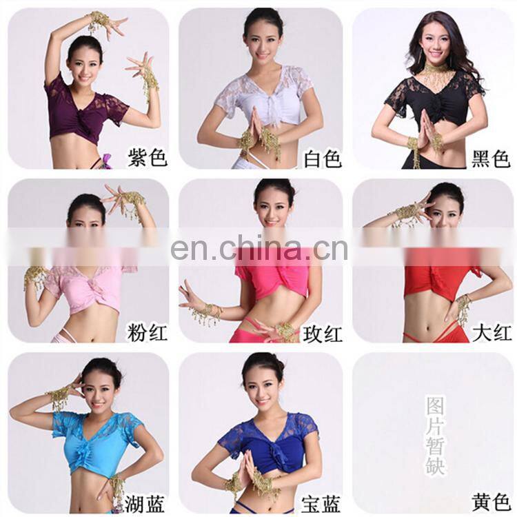 S-3035 Cheap wholesale crystal cotton belly dance lace top for women