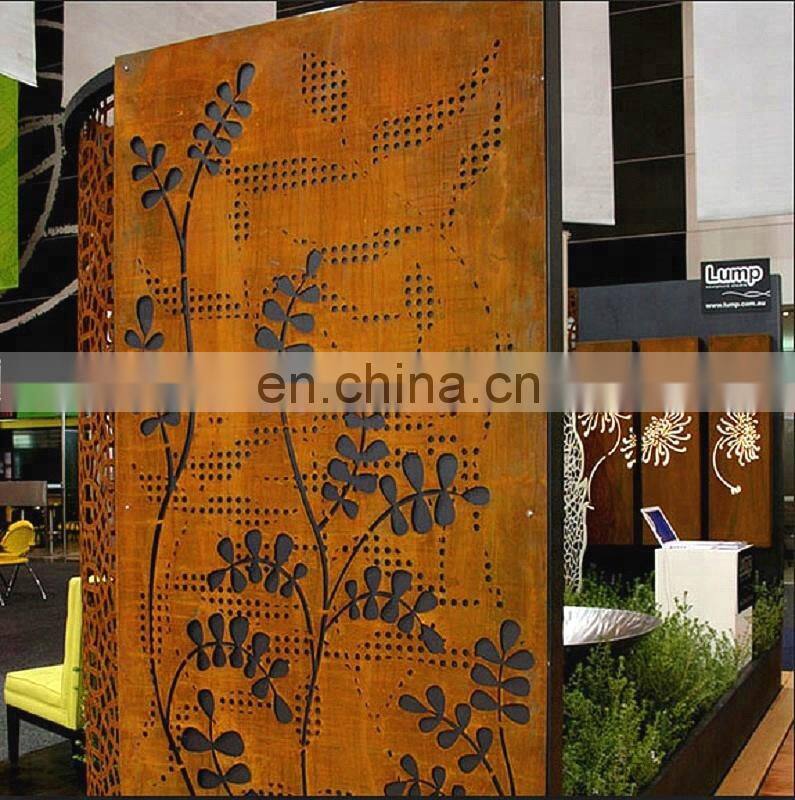 Corten steel garden screen art laser cut screen panels