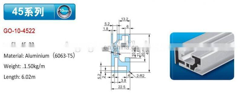 45x45 aluminium profiles for partition