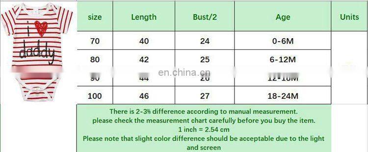 2019 summer black white striped "i love daddy" letter print kdis cotton rompers baby short sleeved jumpsuits 0-2years