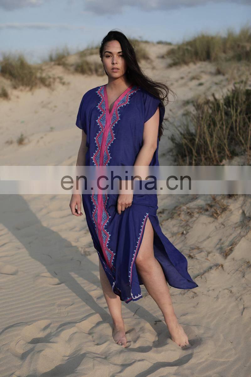 Cotton Long Beach Cover up Sarong Beach Dress Embroidered Bikini Cover up Robe de Plage Pareo Beach Swimsuit Cover up Beachwear