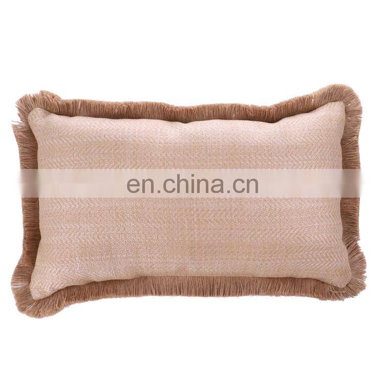 Factory Supply Waterproof Durable Blue Comfort Classics Flower Screen Printing Outdoor Pillows with Jute Fringes